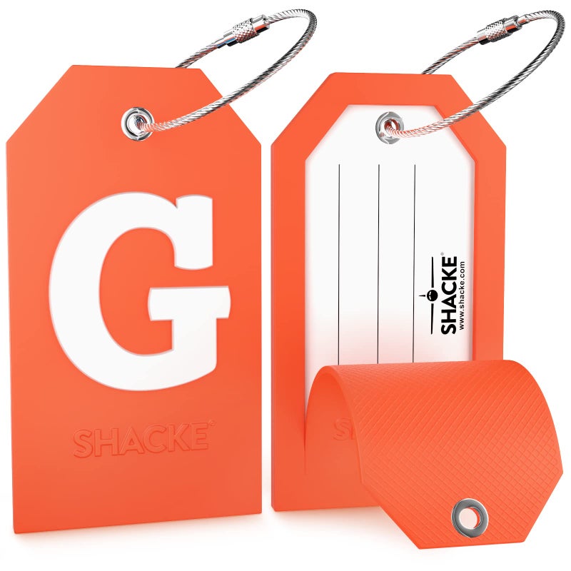 Shacke Initial Luggage Tag with Full Privacy Cover and Stainless Steel Loop â€“ (Letter G) - Image 2